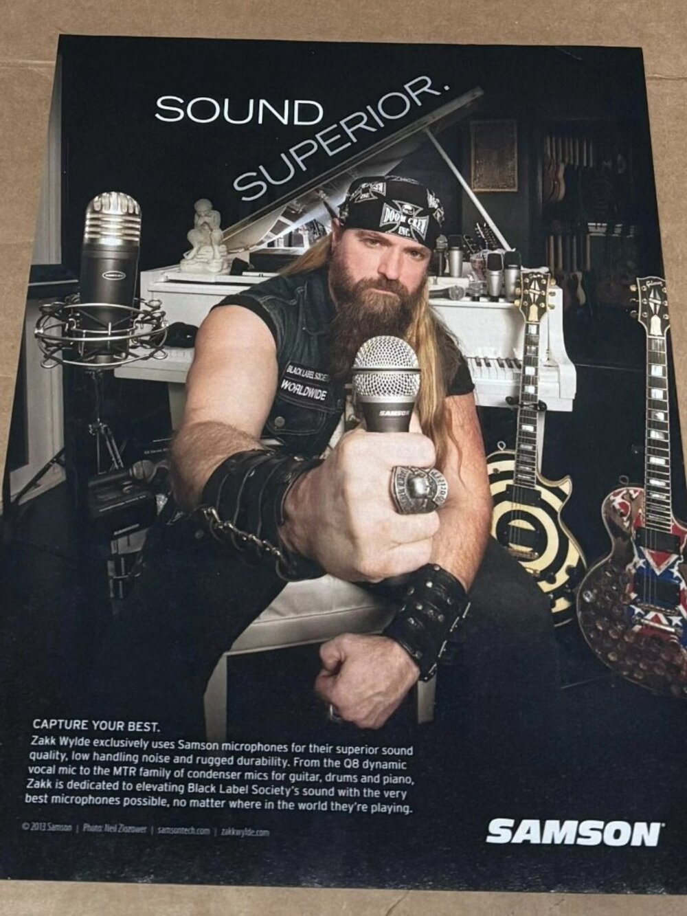 SAMSON MICS - Zakk Wylde of Black Label Society - 2014 Print Advertisement